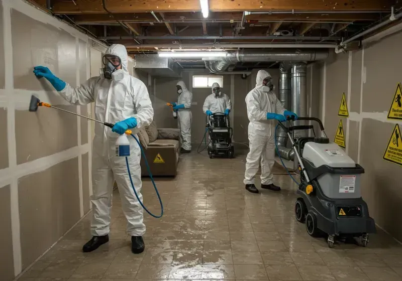 Basement Moisture Removal and Structural Drying process in Pocasset, MA